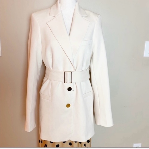 Zara ivory white long blazer/dress - Picture 2 of 7